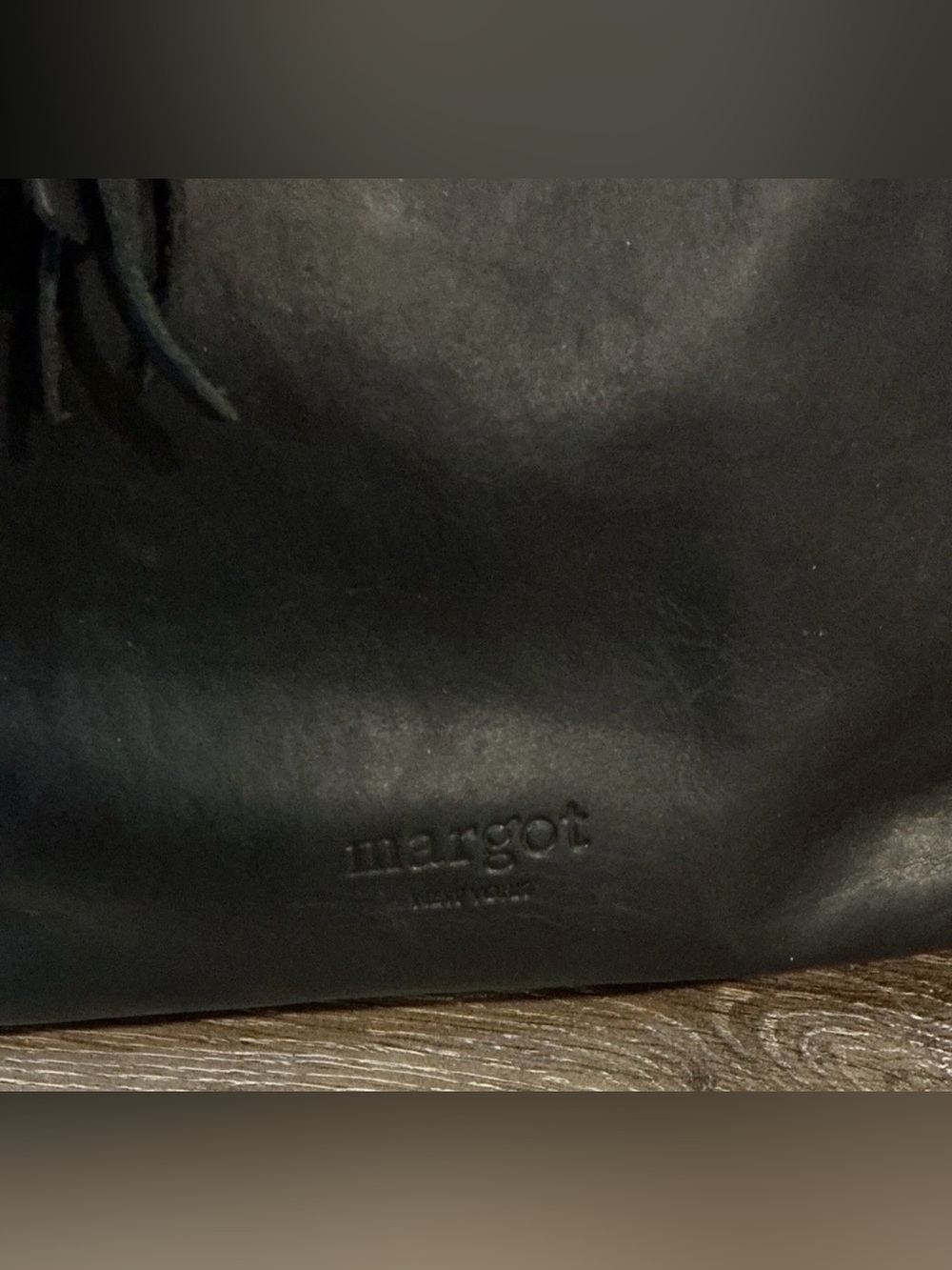 margot NY Anna Black Leather Shoulder Crossbody Bag Tote with Tassel Accent - Picture 2 of 9